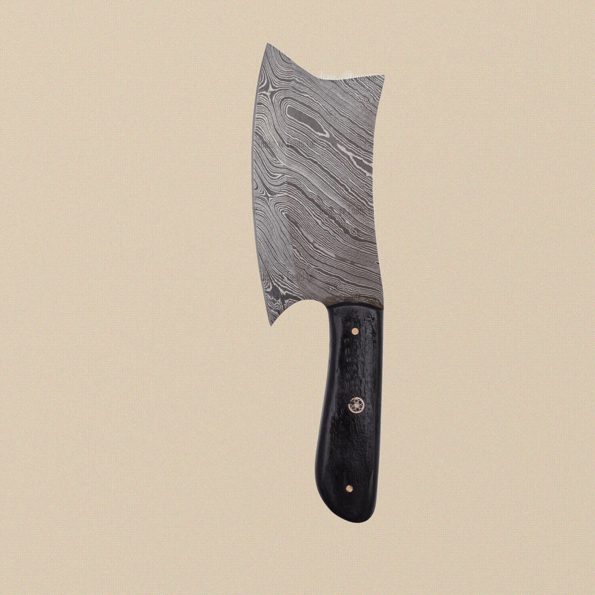 Damascus Steel Mini Axe, 216mm (8.5-inch), with Wood and Brass Handle and Leather Sheath | Axe | Toolsmith Ltd UK
