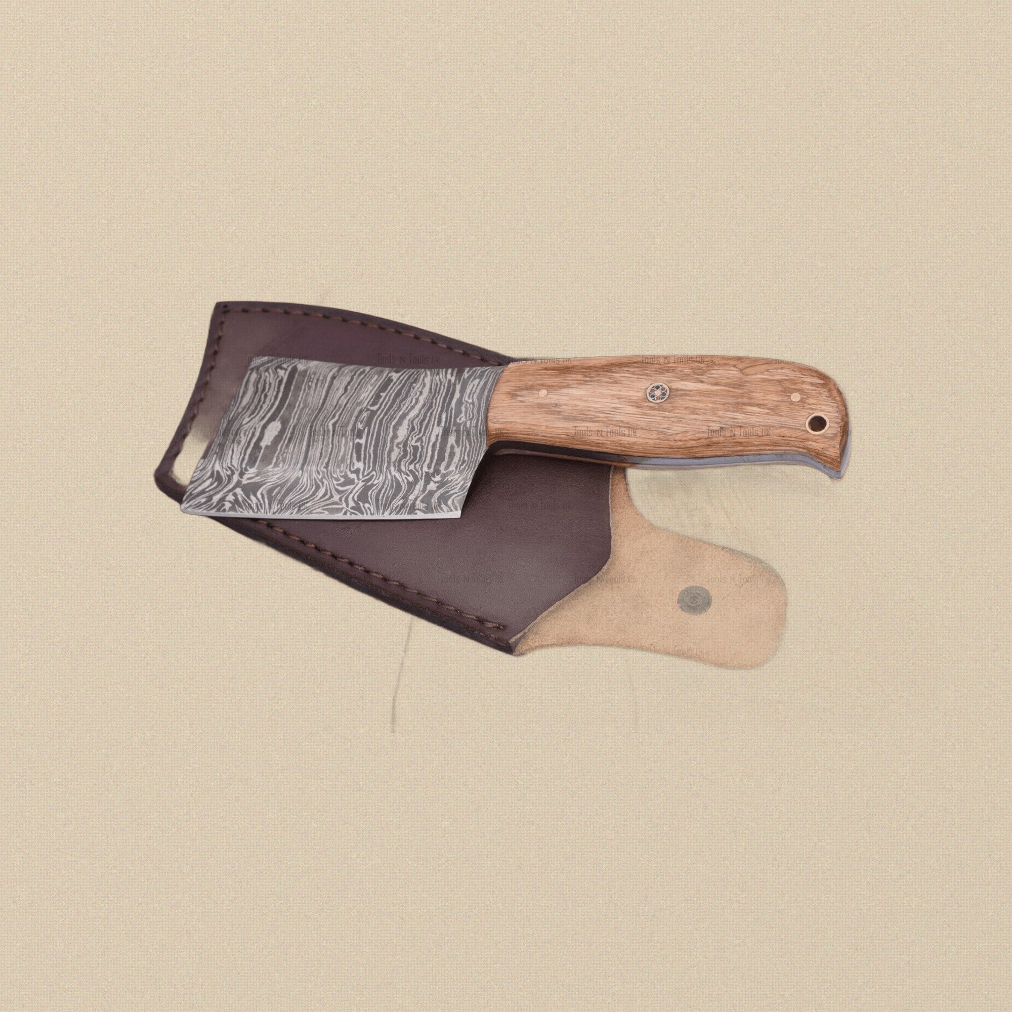8-inch Damascus Steel Hatchet with Exotic Wood Handle and Leather Sheath | Hatchet | Toolsmith Ltd UK
