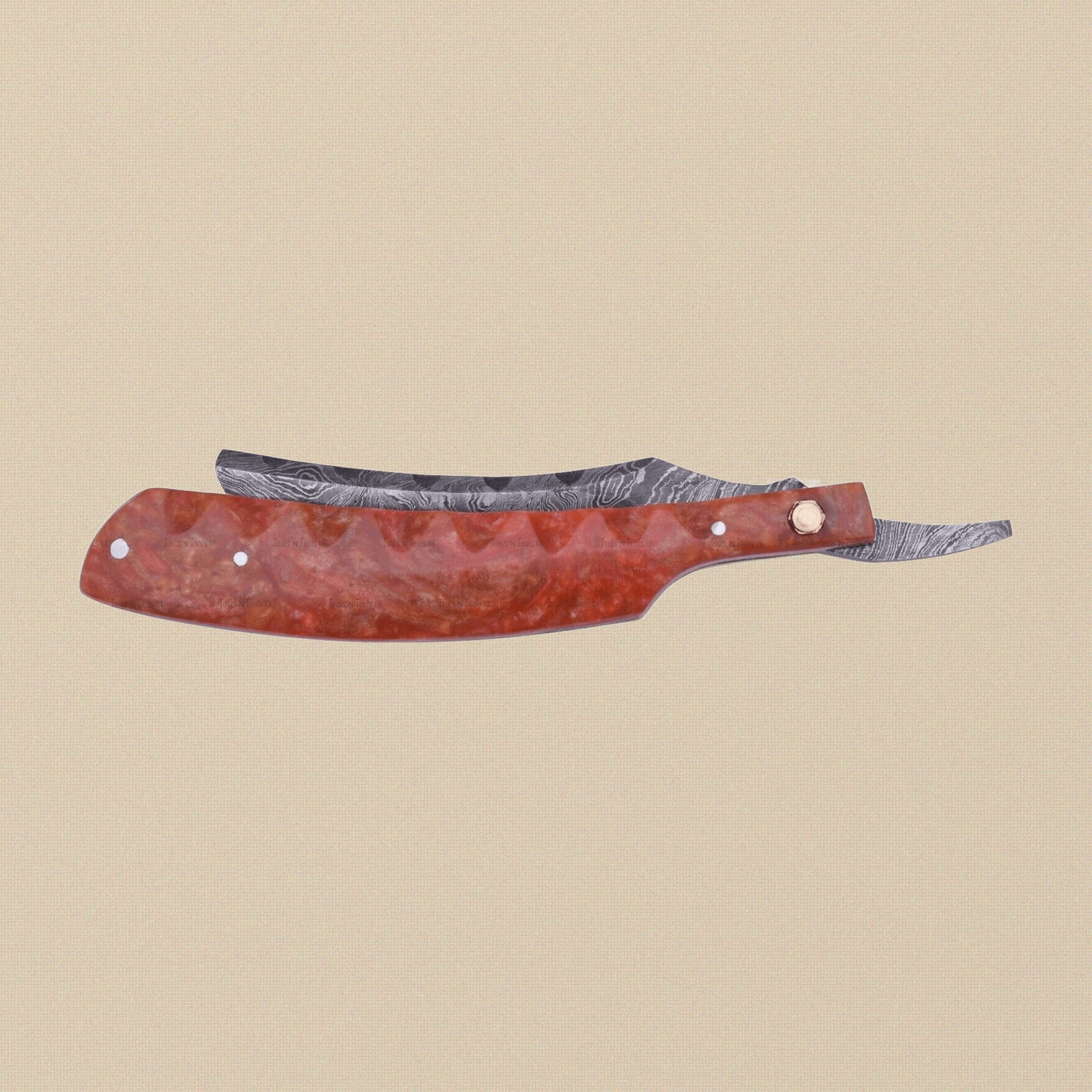 Damascus Steel Straight Razor with 75 mm Swirl Pattern Blade | Straight Razor | Toolsmith Ltd UK