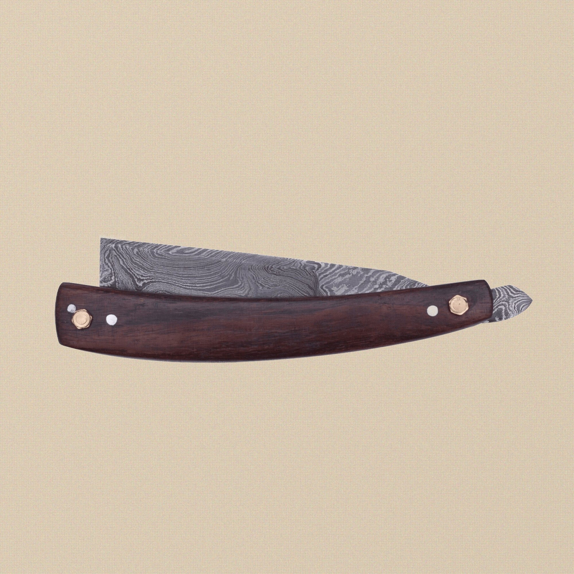 Damascus Steel Straight Razor with 70 mm Blade and Rosewood Handle | Straight Razor | Toolsmith Ltd UK