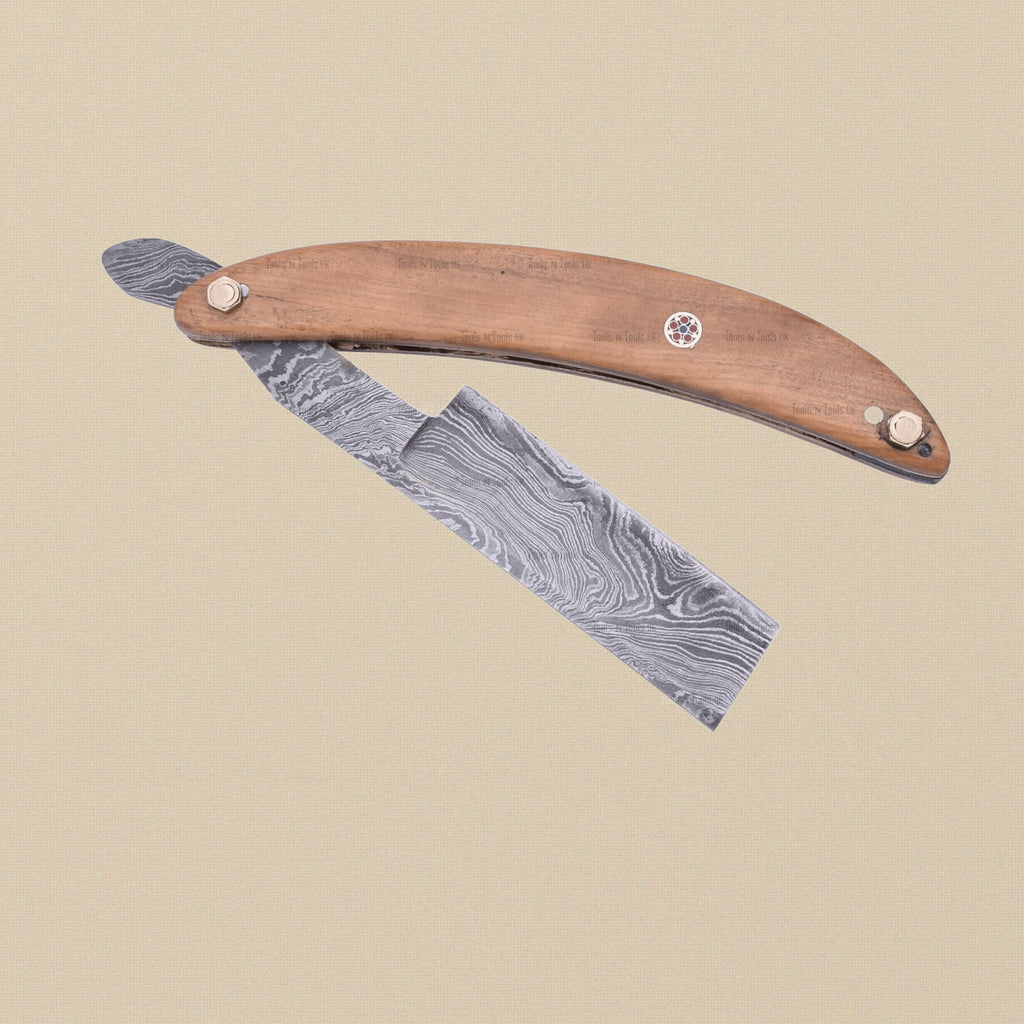 Damascus Steel Straight Razor with 70 mm 1095/15n20 Blade | Straight Razor | Toolsmith Ltd UK