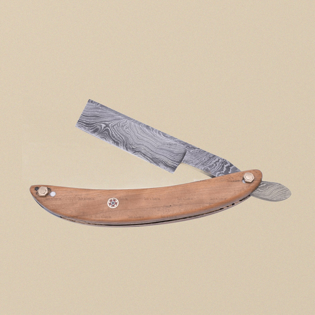 Damascus Steel Straight Razor with 70 mm 1095/15n20 Blade | Straight Razor | Toolsmith Ltd UK