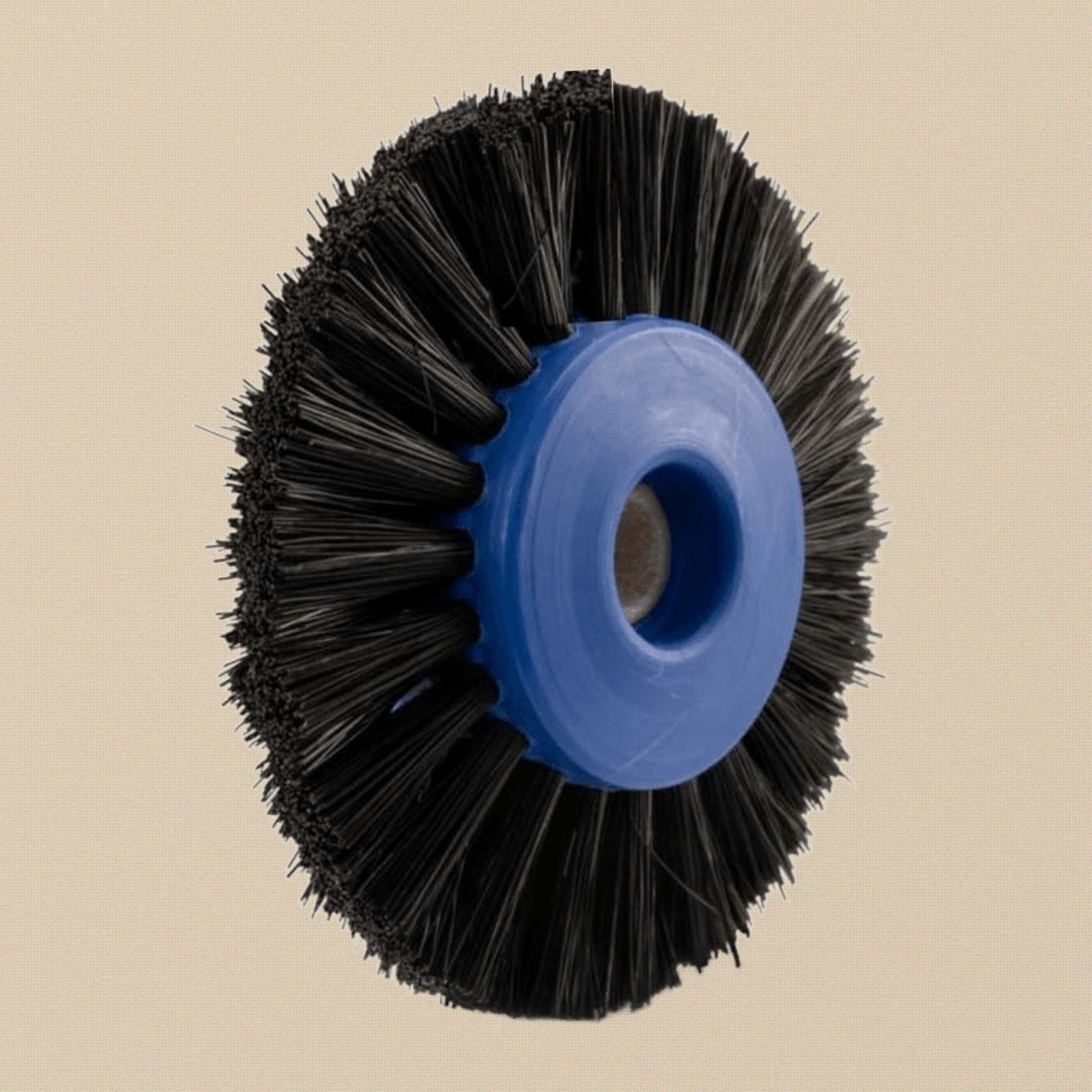 2 x Lathe Brush with Blue Plastic Centre, Stiff Black Bristle for Cleaning and Polishing Jewellery, 80 mm Diameter, 2 Piece | Jewellery Making Tools | Toolsmith Ltd UK