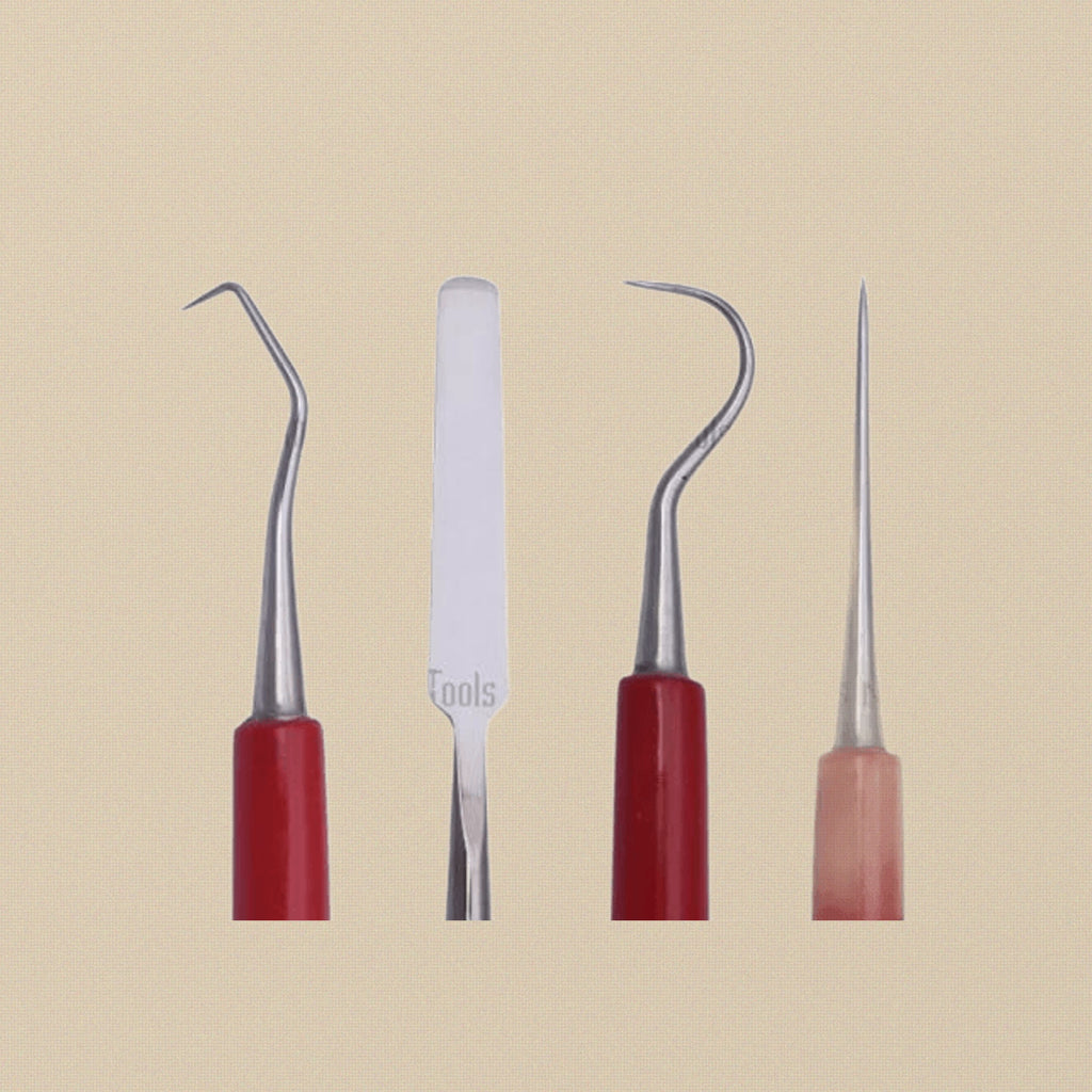 Professional 4-Piece PVC Wax Carving Tool Set, Single Ended, Metal Clay Sculpting, Modelling Probes and Spatulas | Dental Instruments | Toolsmith Ltd UK