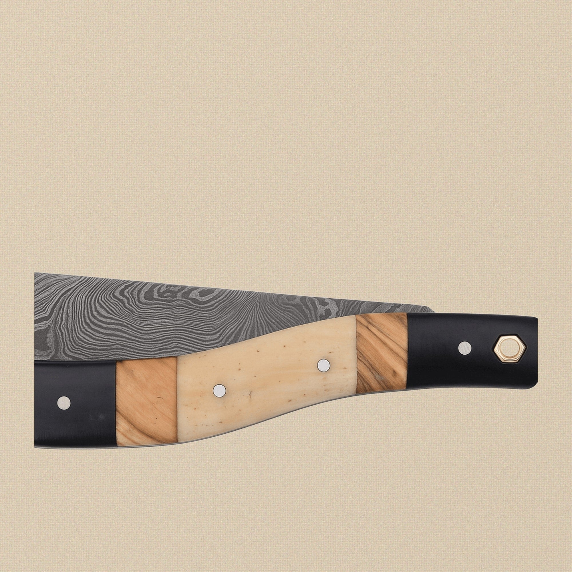 Damascus Steel Straight Razor with 70 mm Blade and Camel Bone Handle | Straight Razor | Toolsmith Ltd UK