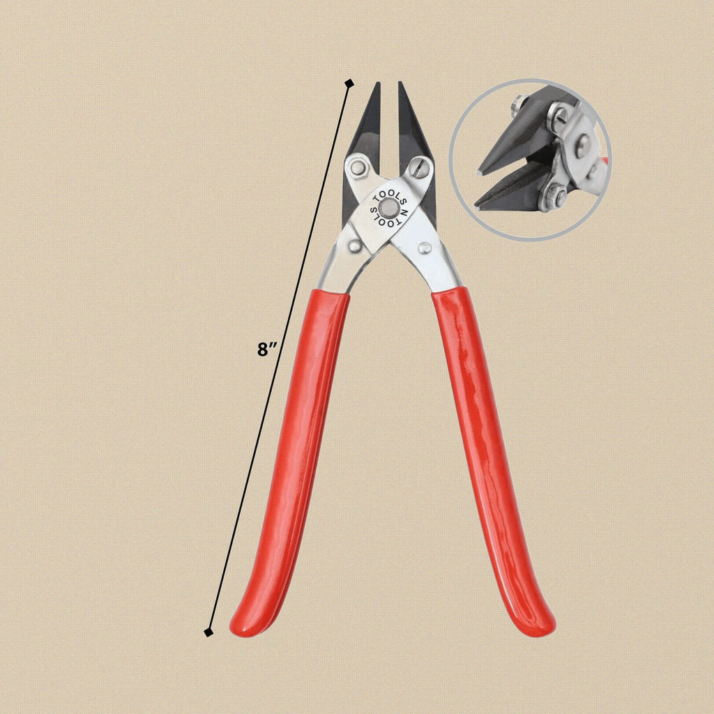 PVC Handles Parallel Action Serrated Chain Nose Pliers, 20 cm Length | Jewellery Making Tools | Toolsmith Ltd UK