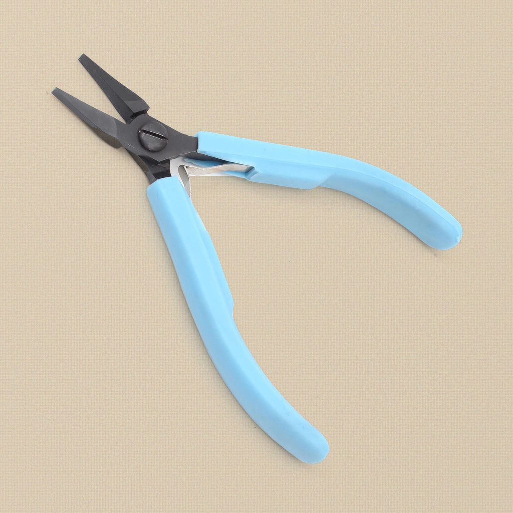 Economy flat nose pliers with light blue handles, 120 mm