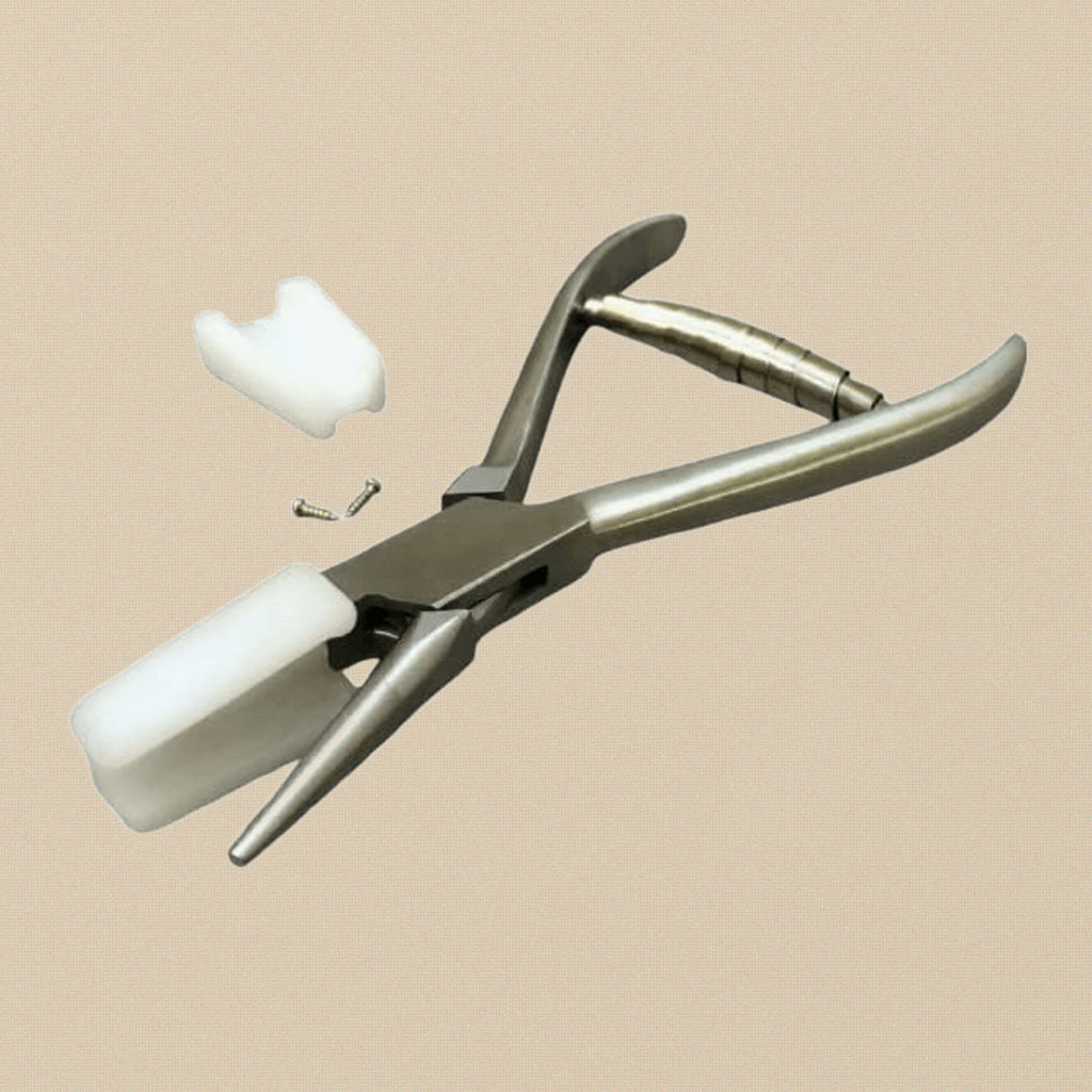 Unique Wide Nylon Jaw Jewelers Forming Pliers, Round and Concave Design with Extra Nylon Jaw, Silver Metal for Opticians, Crafts and Jewelry Making, 6.25-Inch | Jewellery Making Tools | Toolsmith Ltd UK