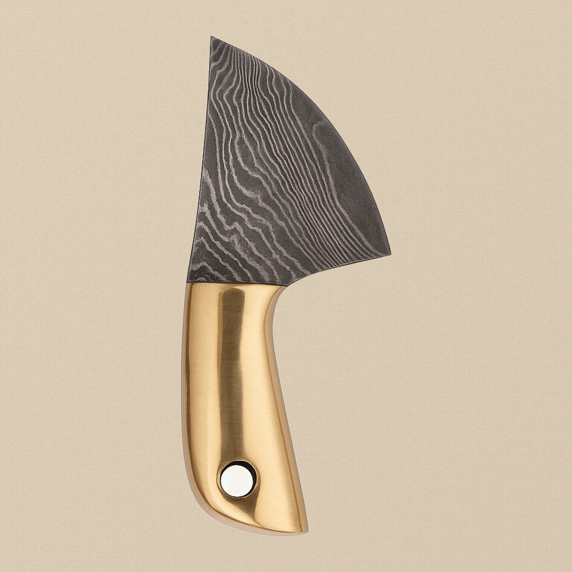 Miniature Damascus Skinner Knife, 66mm Brass-Handled, with Leather Sheath | Miniature Knife | Toolsmith Ltd UK