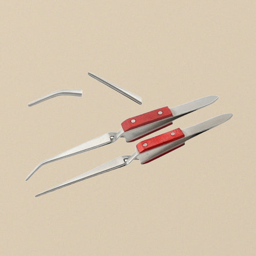 2 Piece Set, Reverse Cross Action Self-Grip Tweezers for Soldering, Straight and Curved Tops, Jewellery, Crafts and Beads | Watch & Clock Tools | Toolsmith Ltd UK