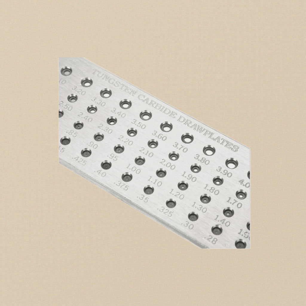 Tungsten Carbide Wire Draw Plate, Premium Jewellery Tool, 52 Holes, 0.26-4.10 mm Range, Professional Wires & Metal Working Equipment, 20.3x 5.6x 0.5 cm | Jewellery Making Tools | Toolsmith Ltd UK