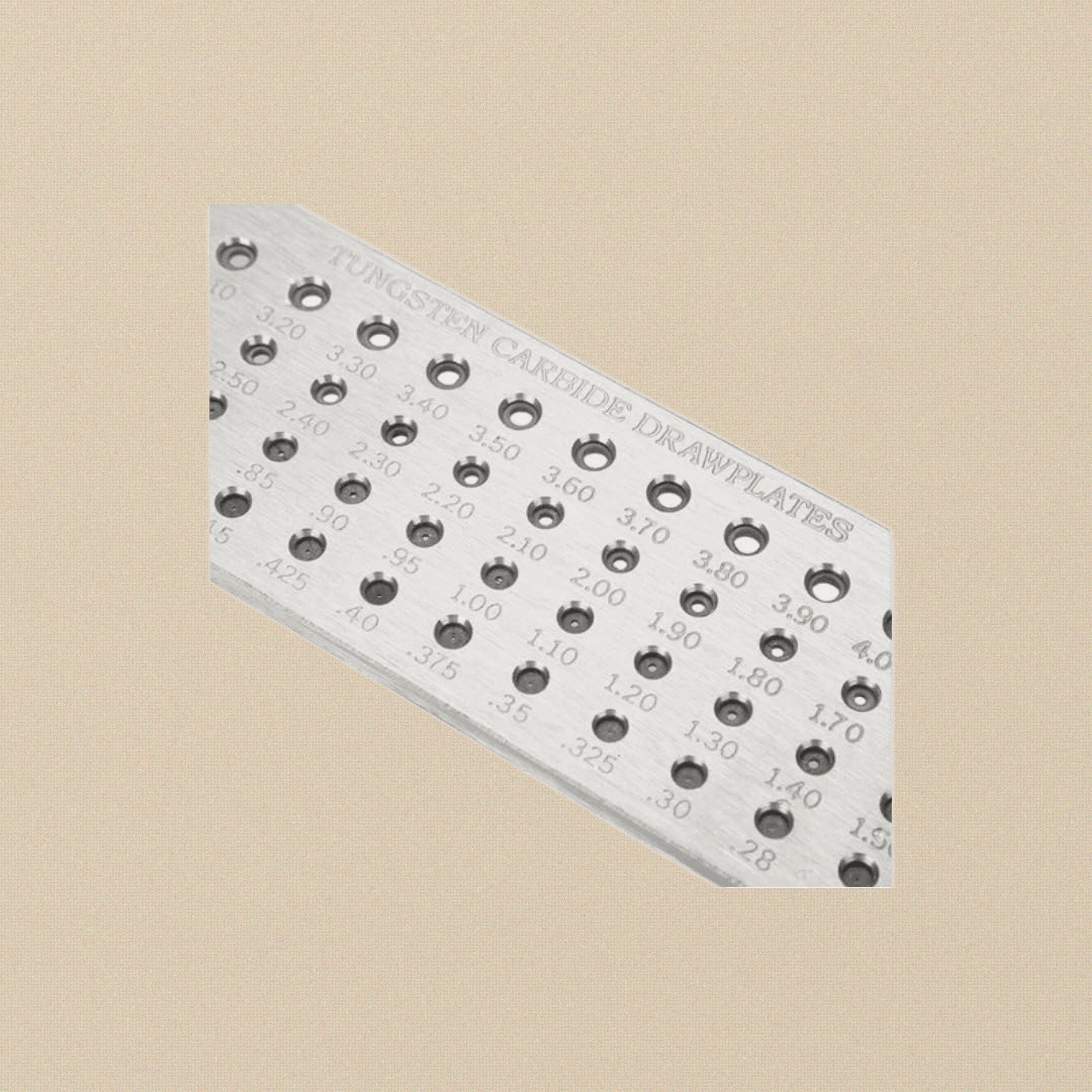 Tungsten Carbide Wire Draw Plate, Premium Jewellery Tool, 52 Holes, 0.26-4.10 mm Range, Professional Wires & Metal Working Equipment, 20.3x 5.6x 0.5 cm | Jewellery Making Tools | Toolsmith Ltd UK