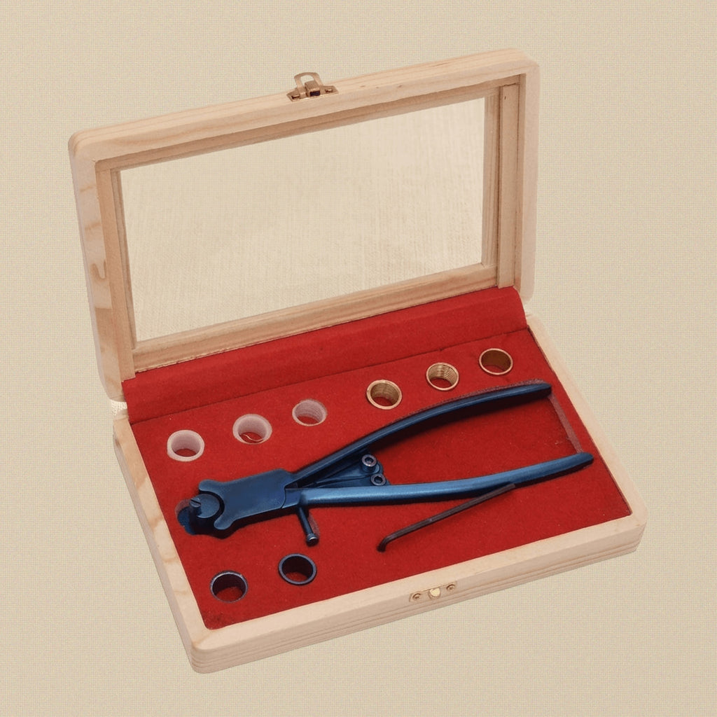 Blue Ring & Bracelet Bending/ Flat Stock Jewellery Making Pliers Set, with 8 Sleeves, Wooden Storage Box, Forming, Shaping & Modelling Tool with Allen Key | Jewellery Making Tools | Toolsmith Ltd UK