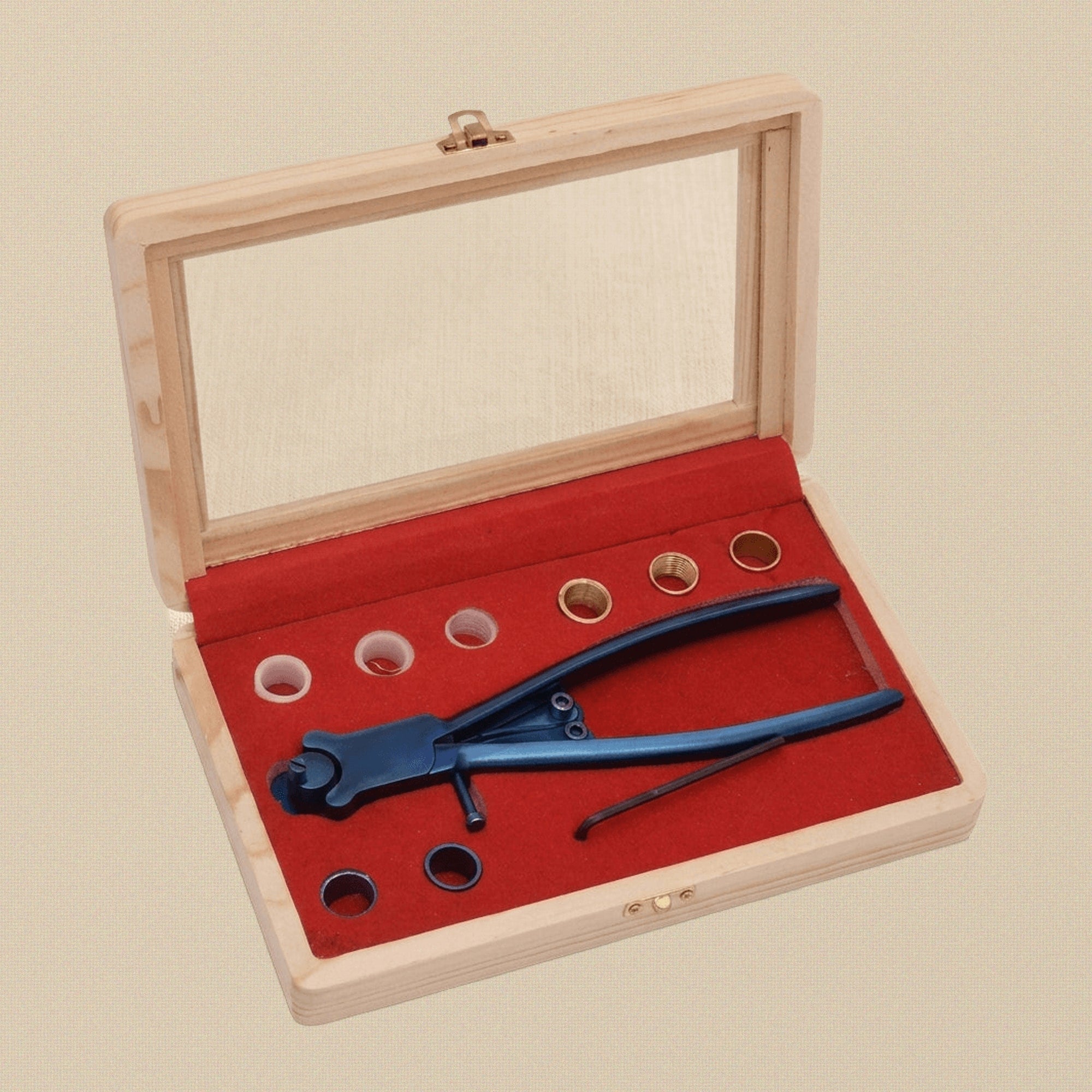 Blue Ring & Bracelet Bending/ Flat Stock Jewellery Making Pliers Set, with 8 Sleeves, Wooden Storage Box, Forming, Shaping & Modelling Tool with Allen Key | Jewellery Making Tools | Toolsmith Ltd UK
