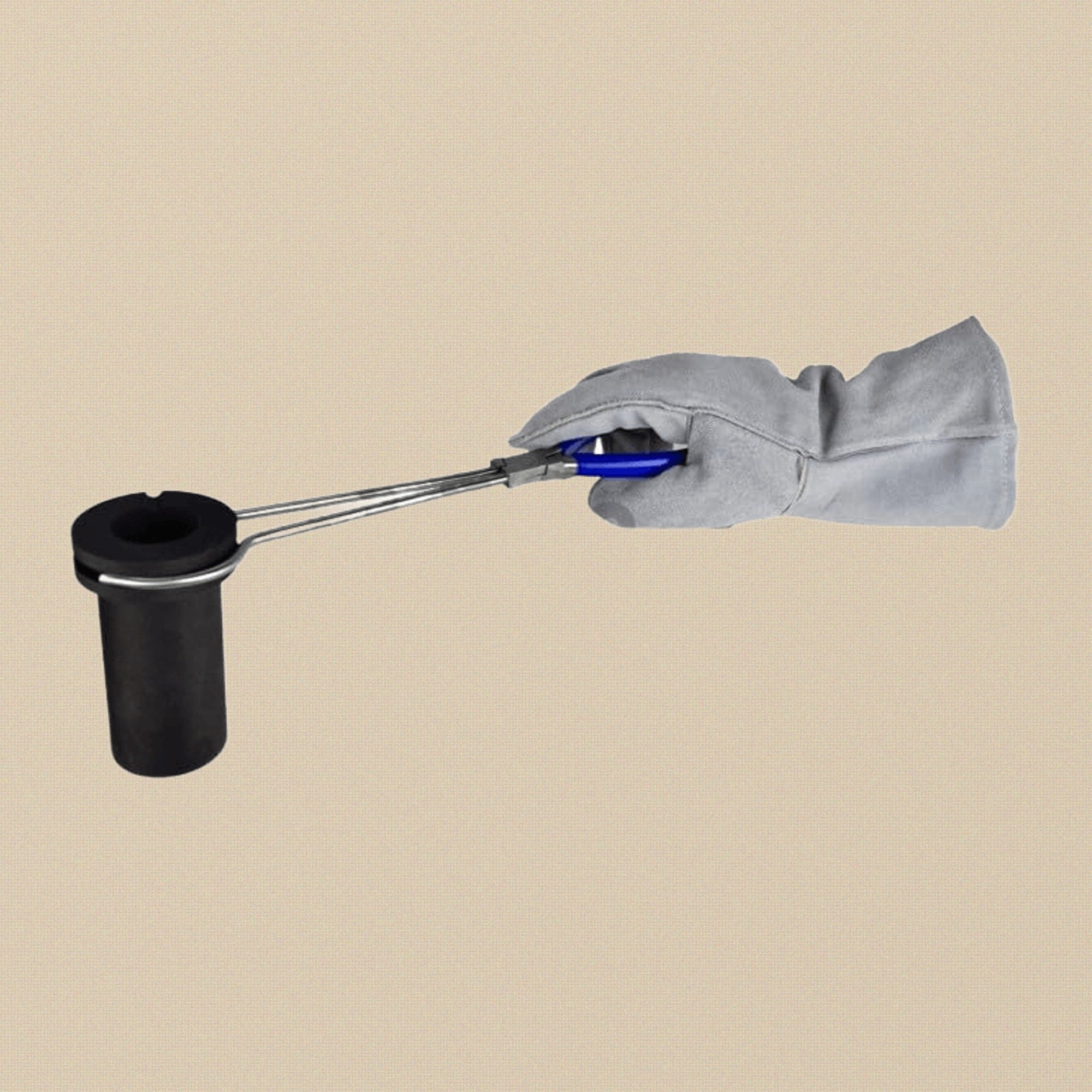 Metal Foundry Casting Kit, 33 cm Protective Gloves, 2 kg Graphite Crucible, 34 cm Pouring Tongs Melting Gold, Silver etc | Jewellery Making Tools | Toolsmith Ltd UK