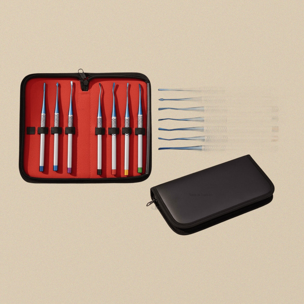 7-Piece Luxating Elevator Set with Titanium Nitride Coated Micro-Serrated Tips | Precision Elevator Set | Toolsmith Ltd UK