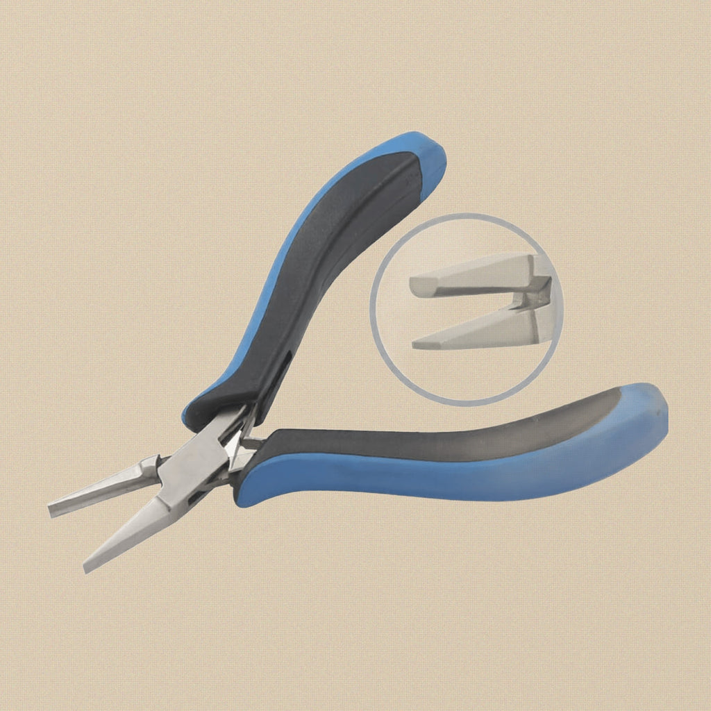 Ergonomic Half Round Flat Nose Pliers, Premium Stainless Steel, 125mm, Blue & Black Handles, for Jewellery Beading Crafts | Jewellery Making Tools | Toolsmith Ltd UK