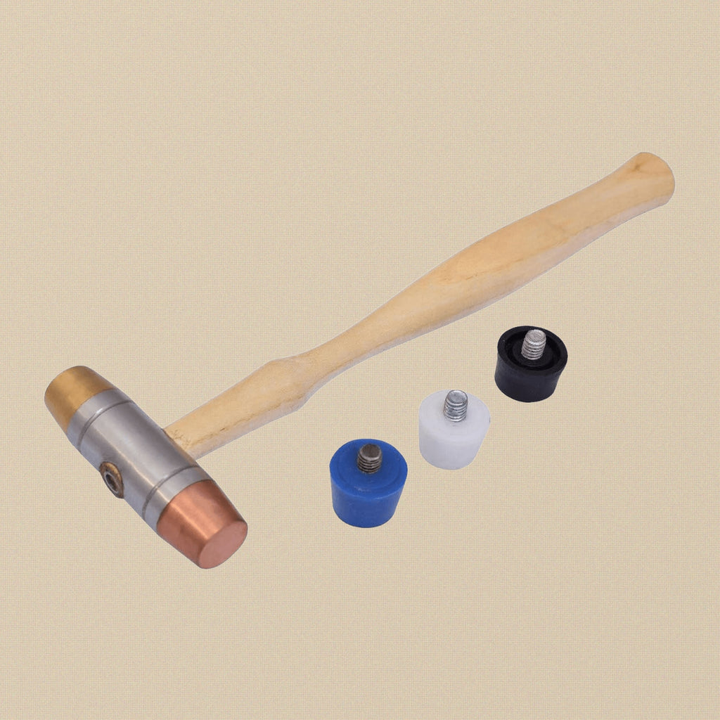 Multi-Purpose Hammer with 5 Interchangeable Faces, Plastic Copper Rubber Brass Mallet, Jewellery Making Tool, Wooden Handle | Jewellery Making Tools | Toolsmith Ltd UK