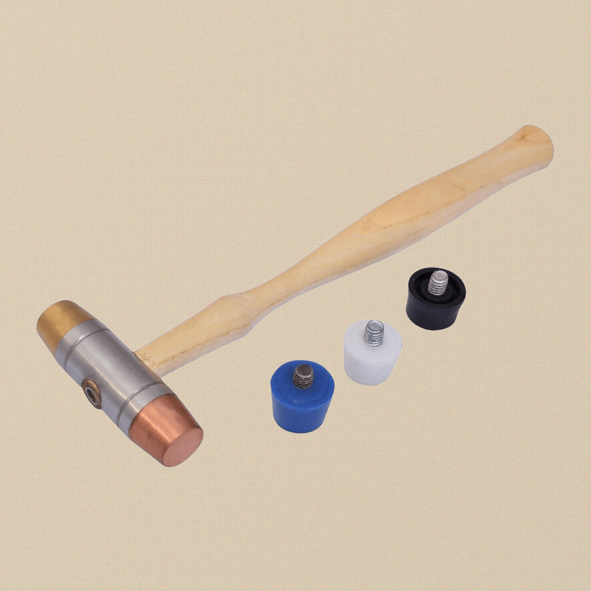 Multi-Purpose Hammer with 5 Interchangeable Faces, Plastic Copper Rubber Brass Mallet, Jewellery Making Tool, Wooden Handle | Jewellery Making Tools | Toolsmith Ltd UK