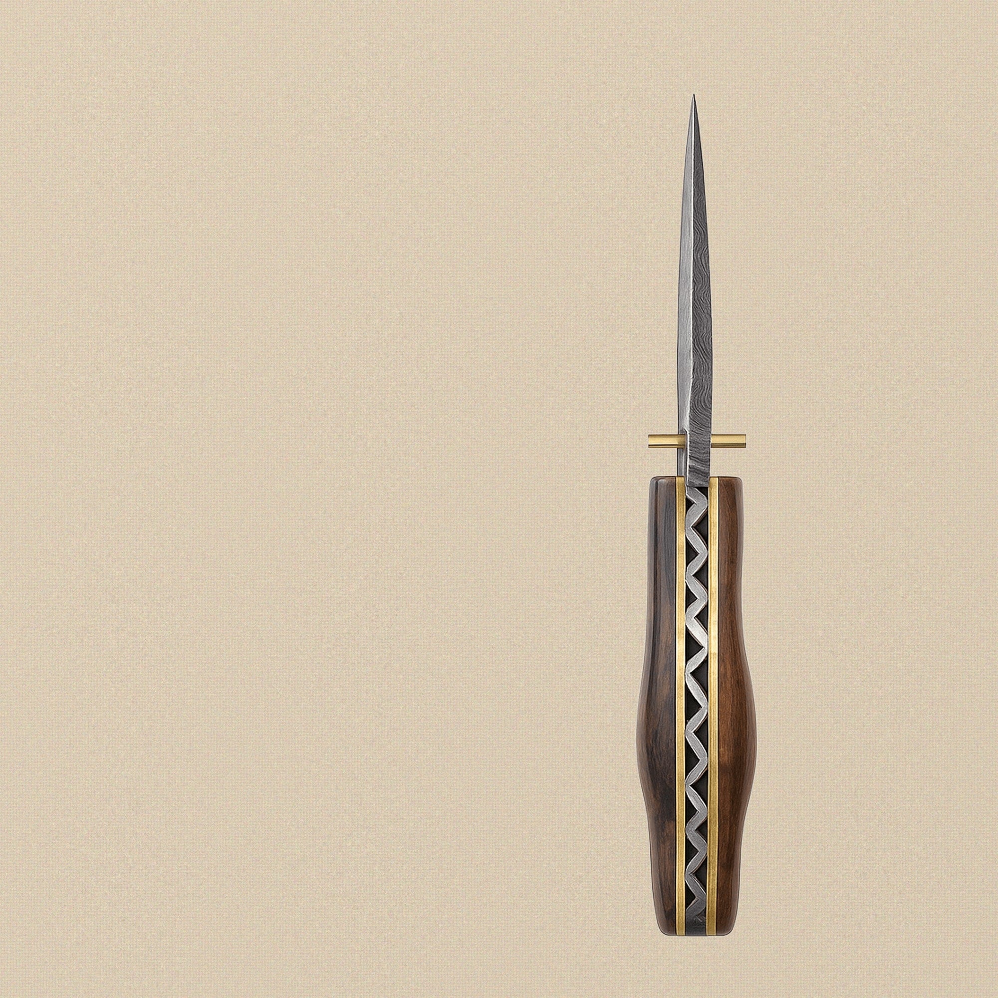 Damascus Steel Folding Knife (7.5") with Ram Horn Handle and Leather Sheath | Folding Knife | Toolsmith Ltd UK