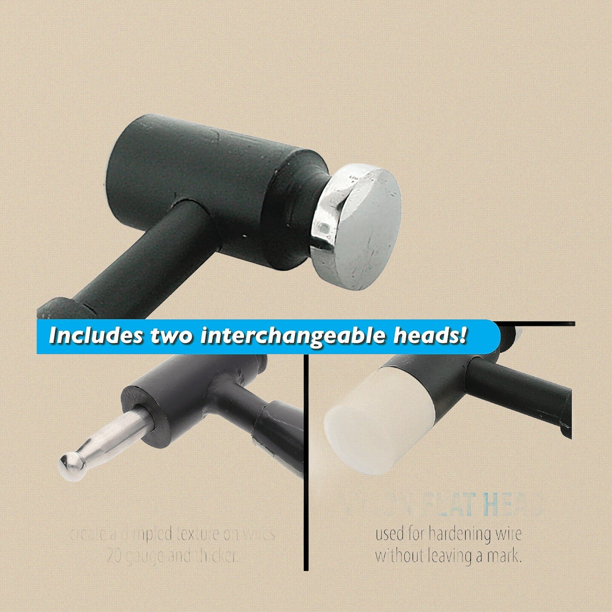 Dual Head Dapping Hammer, Interchangeable Steel and Nylon Tips, Jewellery Making Tool, Used for Flattening, Spreading & Hardening | Jewellery Making Tools | Toolsmith Ltd UK