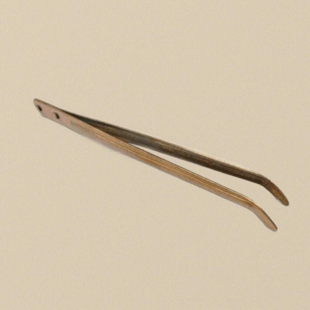 Copper Tweezers for Jewellery Pickling, 8-1/2" Curved Bent Tip Tongs, Sturdy Ribbed Body | Jewellery Making Tools | Toolsmith Ltd UK