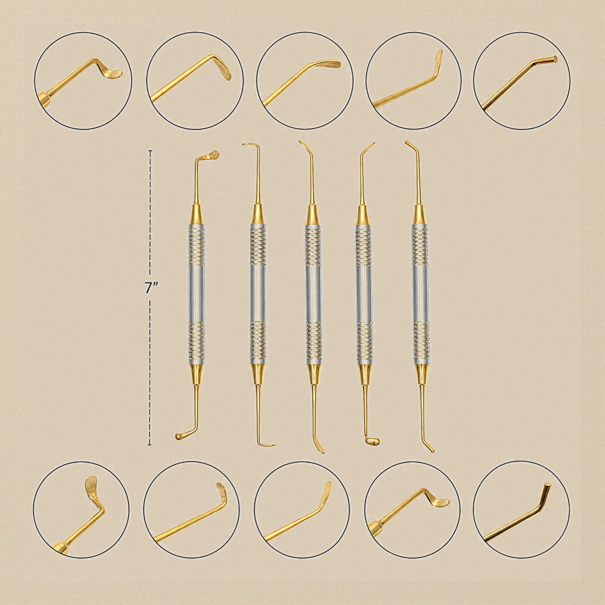 Five-Piece Sinus Lift Instrument Set with 9mm Handles and Titanium Plasma Coating | Dental Instrument Set | Toolsmith Ltd UK