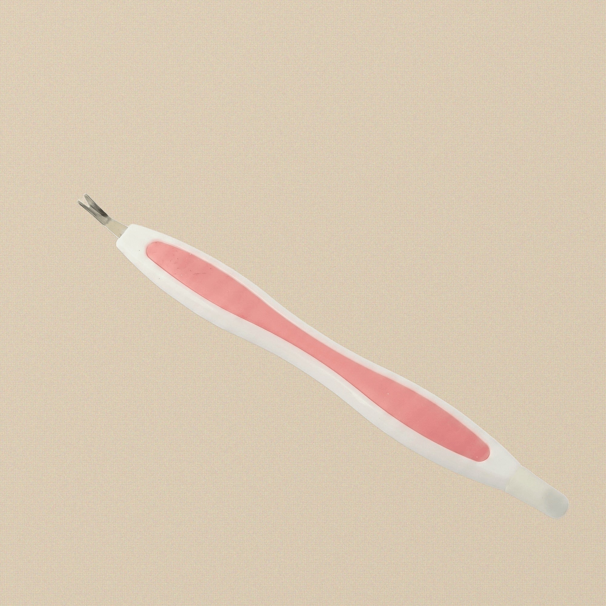 Cuticle Pusher & Trimmer, Ergonomic Soft-Grip Nail Tool — Pink White