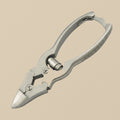 Heavy-duty double-action toenail nippers in autoclavable stainless steel, shown with barrel spring engaged.