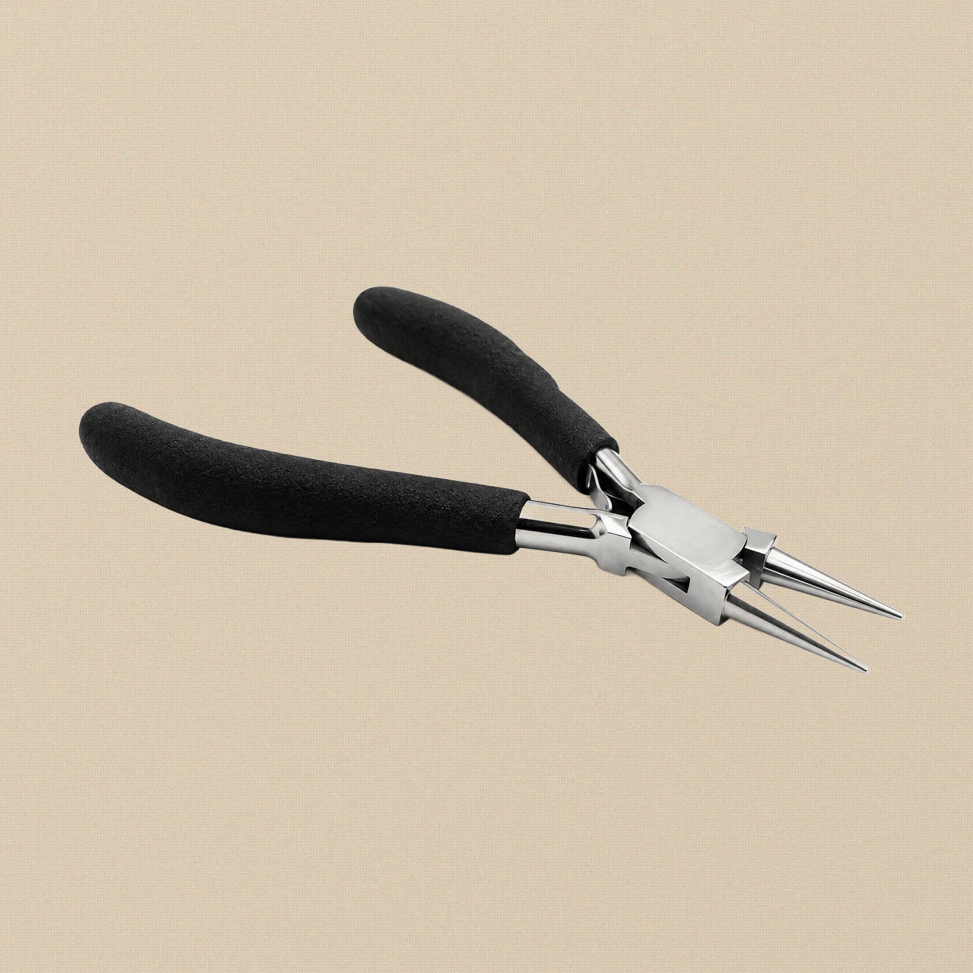 Round Nose Pliers with Black Foam Grips, Stainless Steel, for Jewellery Making & Wire Work