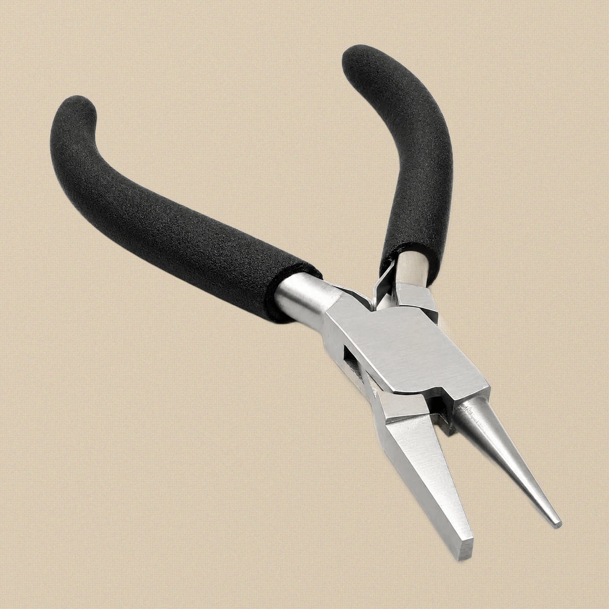 Flat & Round Nose Combination Pliers with Black Foam Grips, for Jewellery & Wire Work