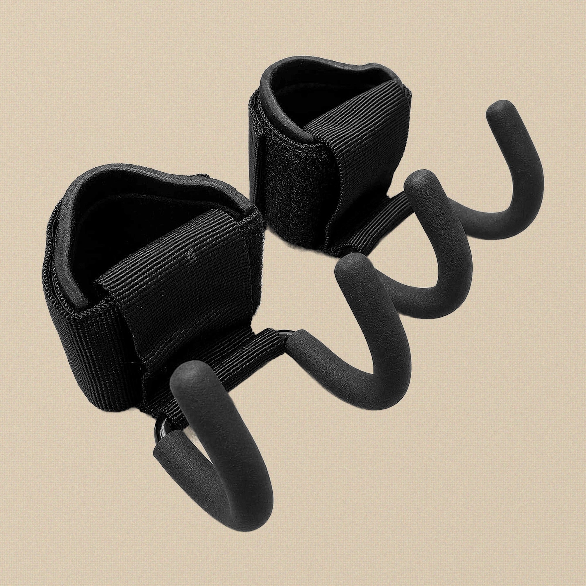 Weight Lifting Wrist Hook Straps, Black, Padded, Pair, for Gym & Power Lifting