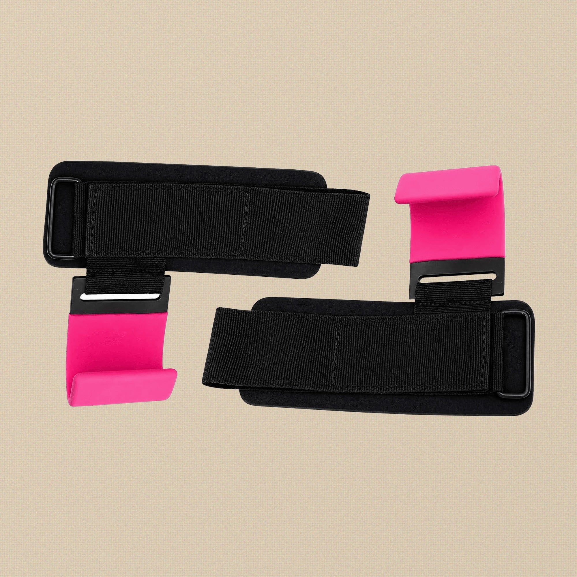 Weight Lifting Wrist Hook Straps, Pink, Neoprene Padded, Pair, for Gym & Power Lifting