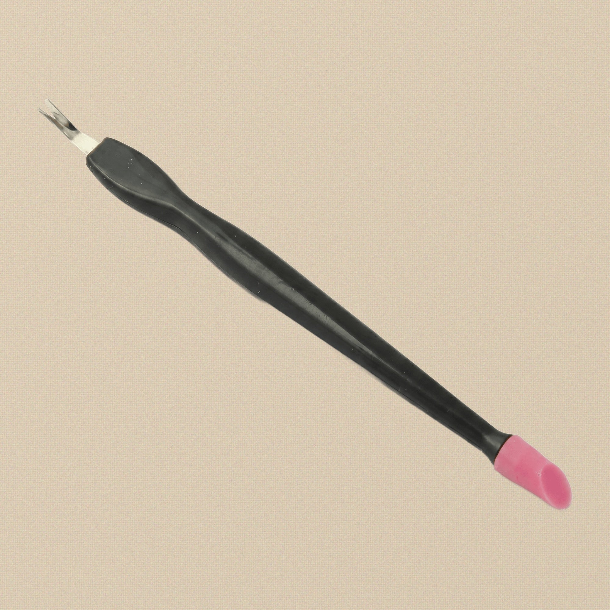 Cuticle Pusher & Trimmer, Ergonomic Soft-Grip Nail Tool — Black