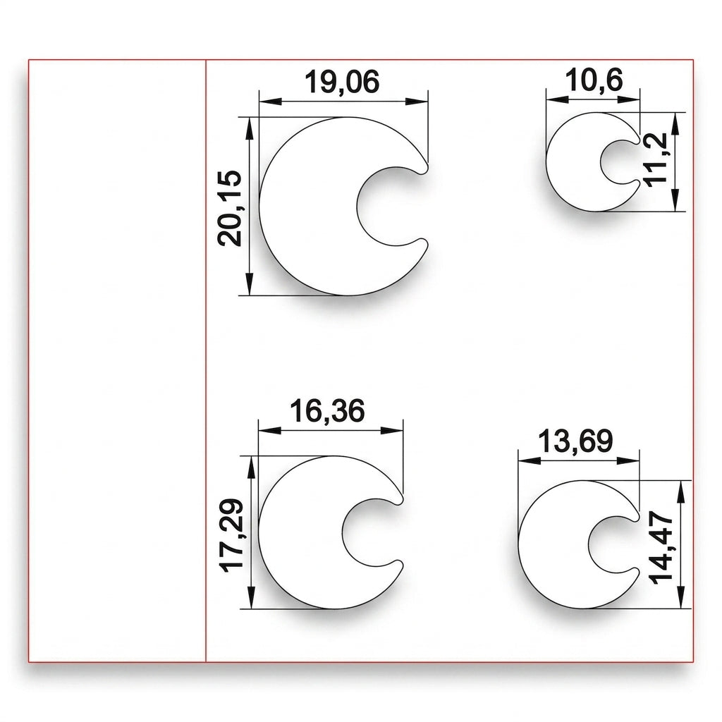 Crescent Moon Steel Disc Cutter Set, 4 Punches, 10-21 mm, Jewellery Making Tool