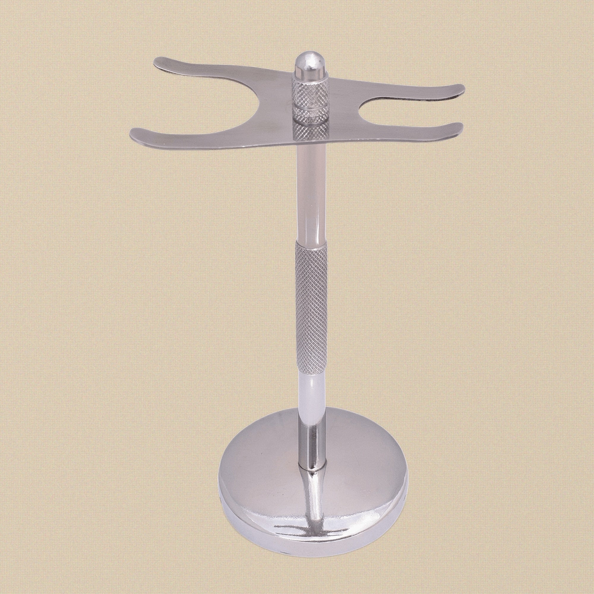 Universal Safety Razor & Shaving Brush Stand — Chrome