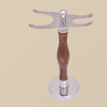 Universal Safety Razor & Shaving Brush Stand — Wood & Steel