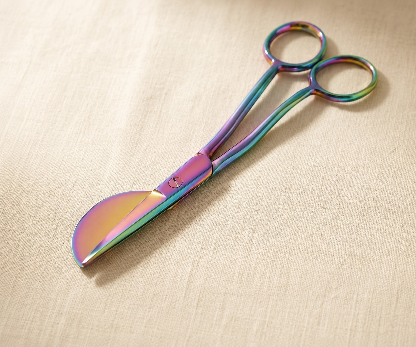 Full Duckbill Applique Scissors 6 Inch, Rainbow Multicolor Finish, Curved Offset Handle, for Embroidery Quilting Sewing Fabric Cutting | Jewellery Making Tools | Toolsmith Ltd UK