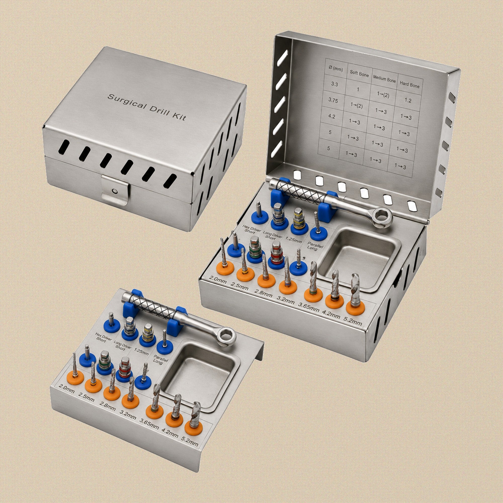 17-Piece Dental Sinus Lift & Bone Compression Kit with Sterilisation Cassette