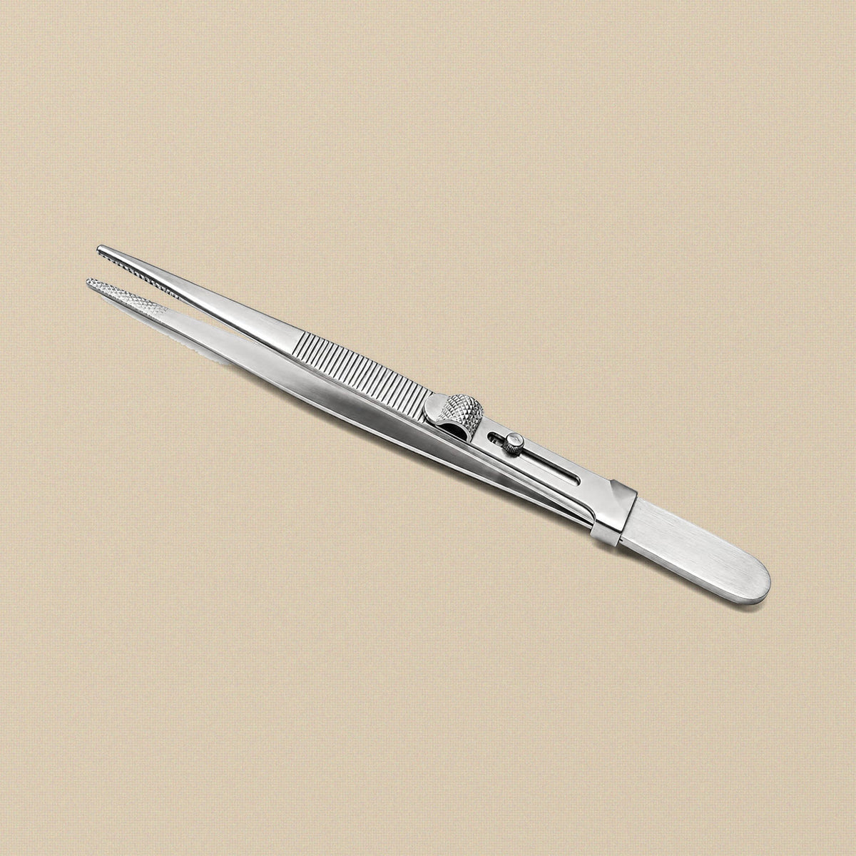 Thumb Locking Tweezers with Slide Lock, Large Tips, 6.5 Inch, Satin Stainless Steel, for Diamonds and Gemstones | Jewellery Making Tools | Toolsmith Ltd UK