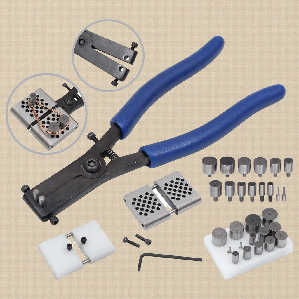 Link Forming Pliers Set with Round Steel Pegs, Perforated Jaw Plate and Peg Selection, 15 cm, for Uniform Loops and Chain Links | Jewellery Making Tools | Toolsmith Ltd UK