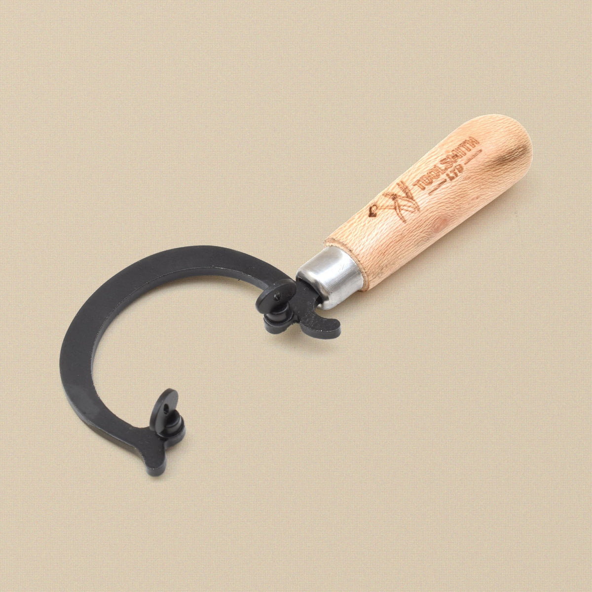 Mini saw frame with black steel C frame and wooden handle