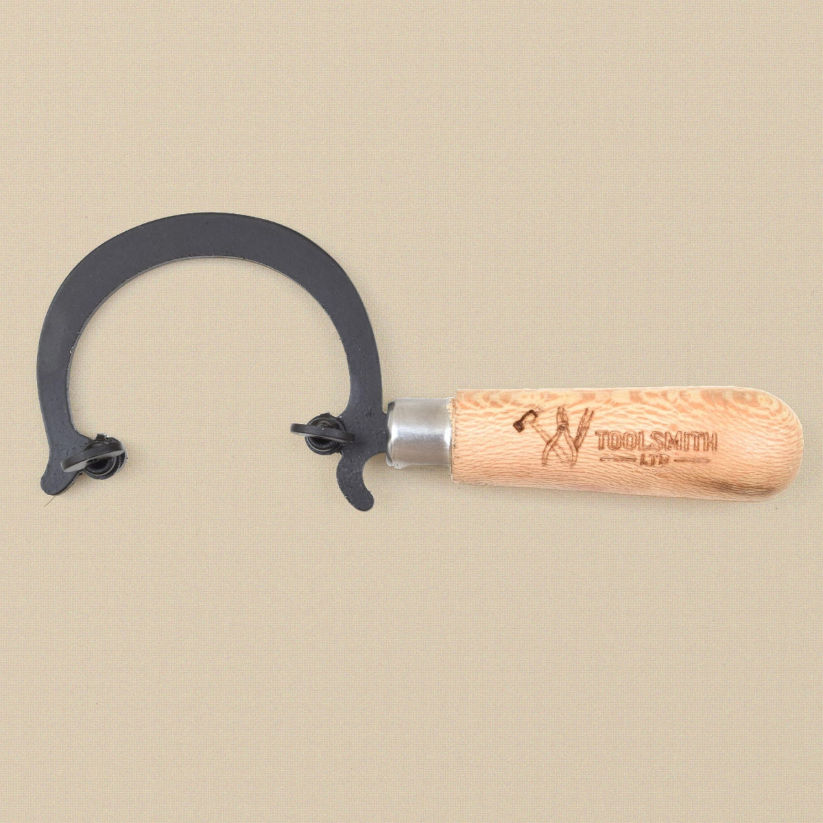 Mini saw frame lying flat, handle to the right