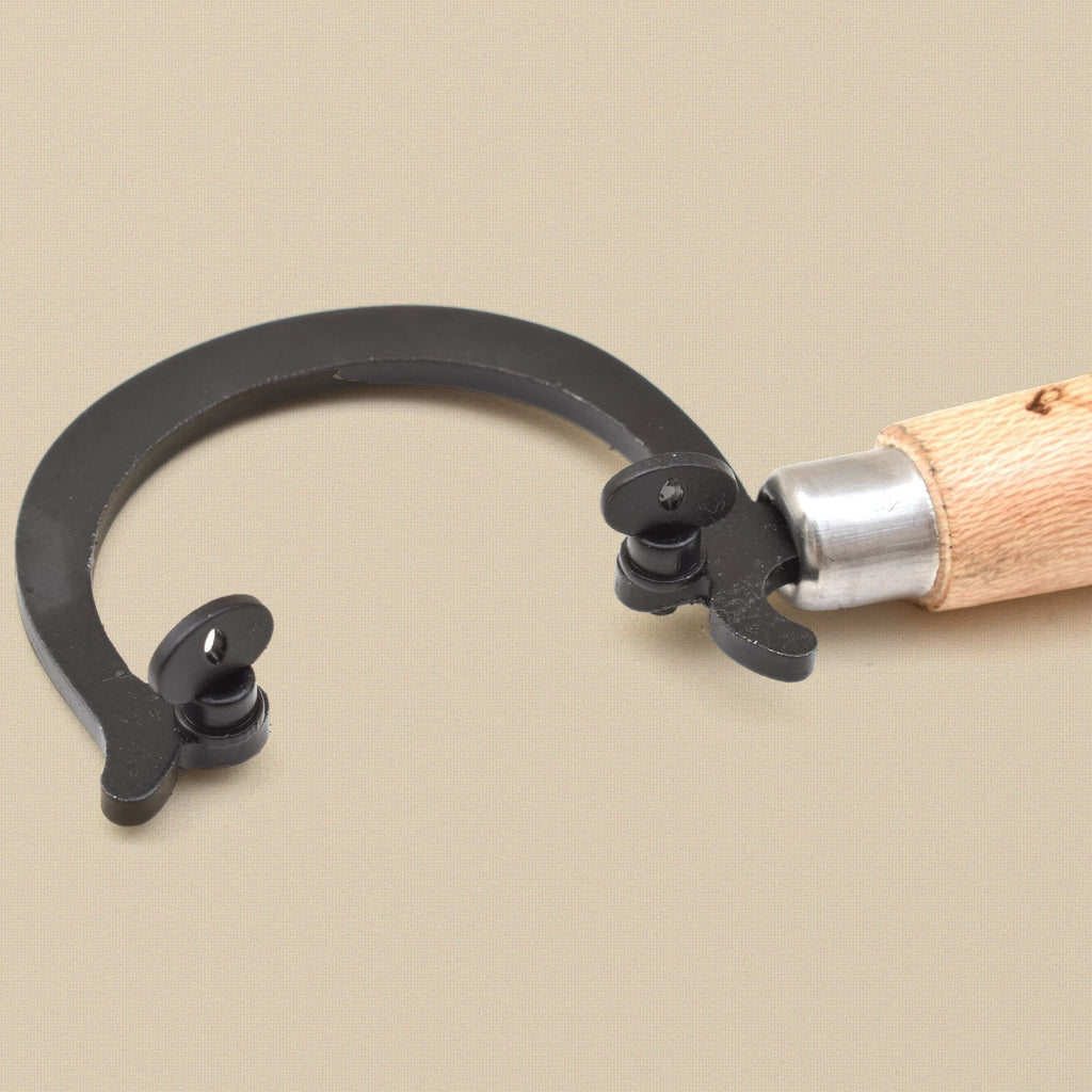 Mini saw frame from above showing the clamp thumbscrews
