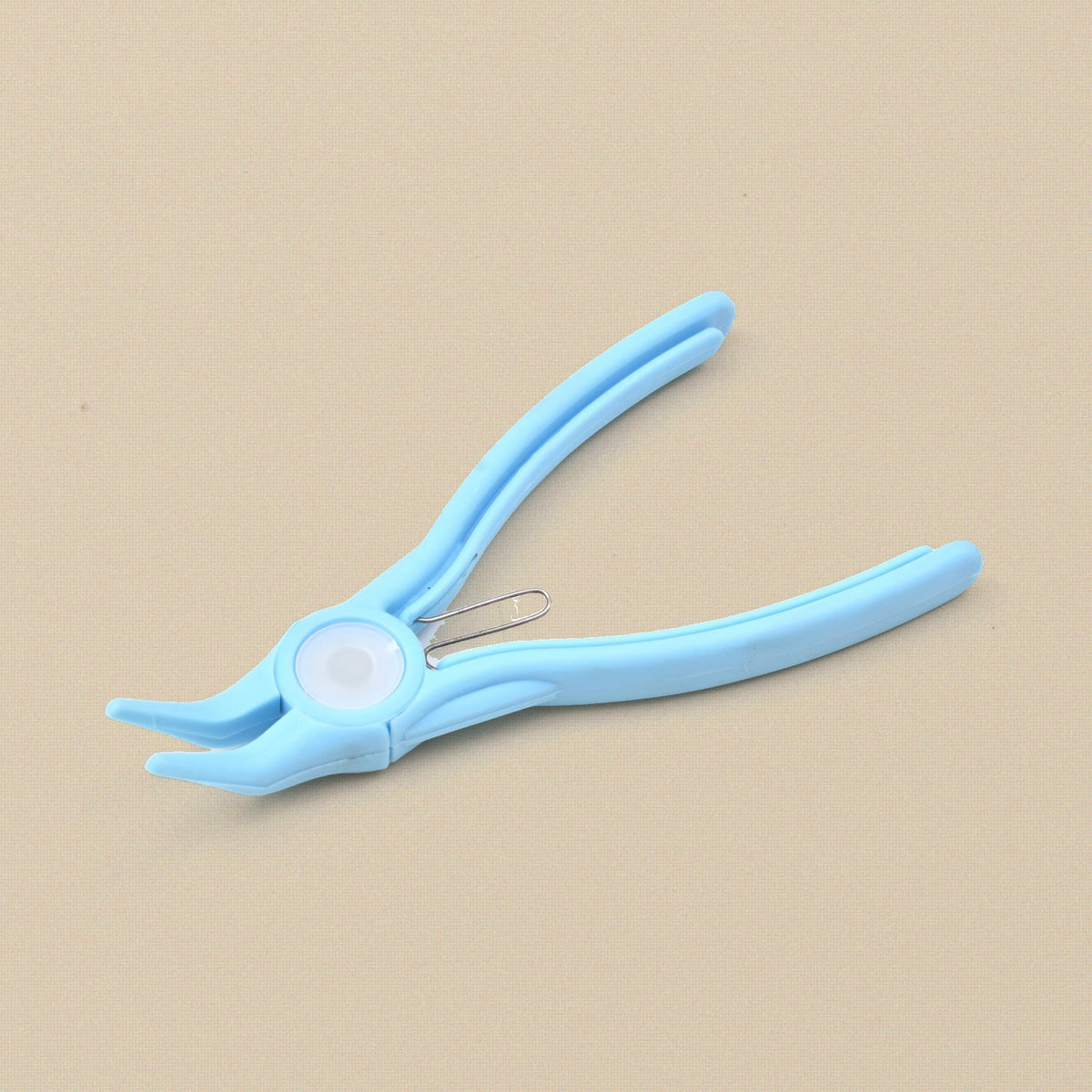 Light blue nylon plastic bent chain nose pliers, 146 mm