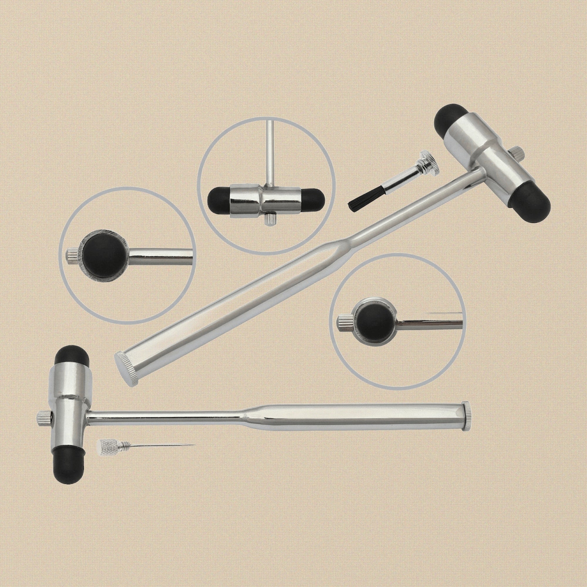 Buck & Babinski 3-in-1 Neurological Reflex Hammer with Pin & Brush | Medical & Diagnostic Instruments | Toolsmith Ltd UK