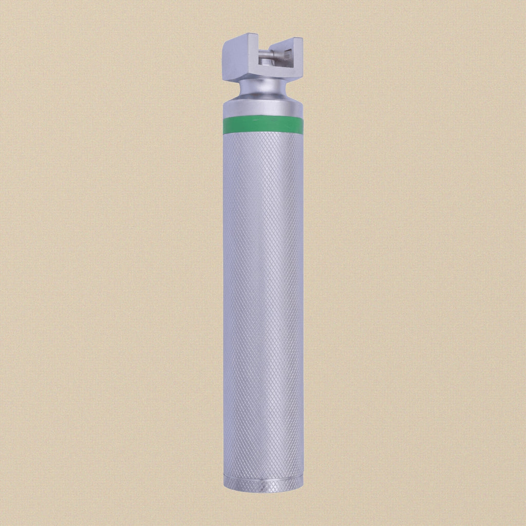Laryngoscope blade detached from the handle to show the standard fitting.