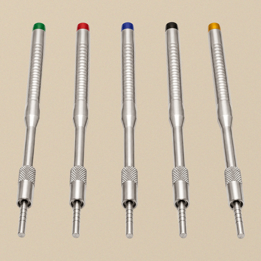 10-Piece Sinus Lift Osteotome Set with Straight and Offset Concave Tips in Leather Case