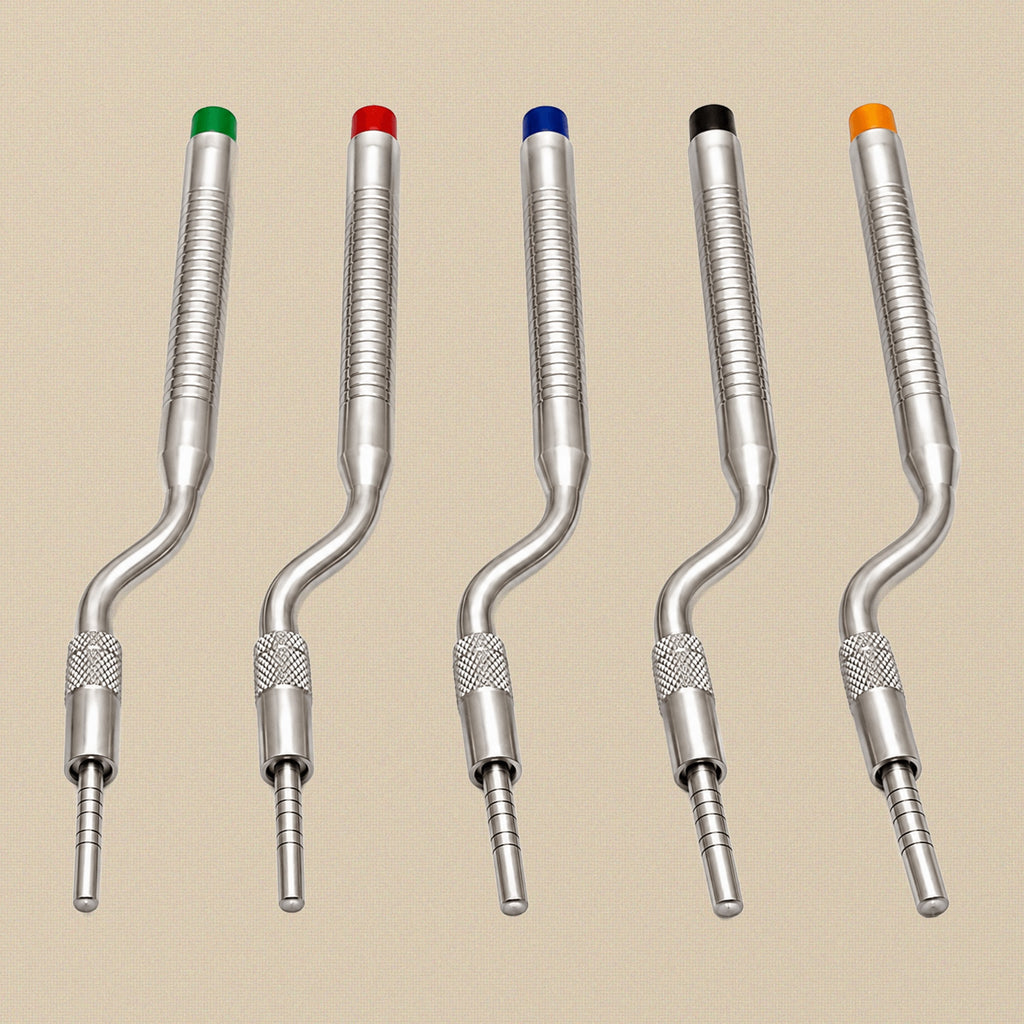 10-Piece Sinus Lift Osteotome Set with Straight and Offset Concave Tips in Leather Case