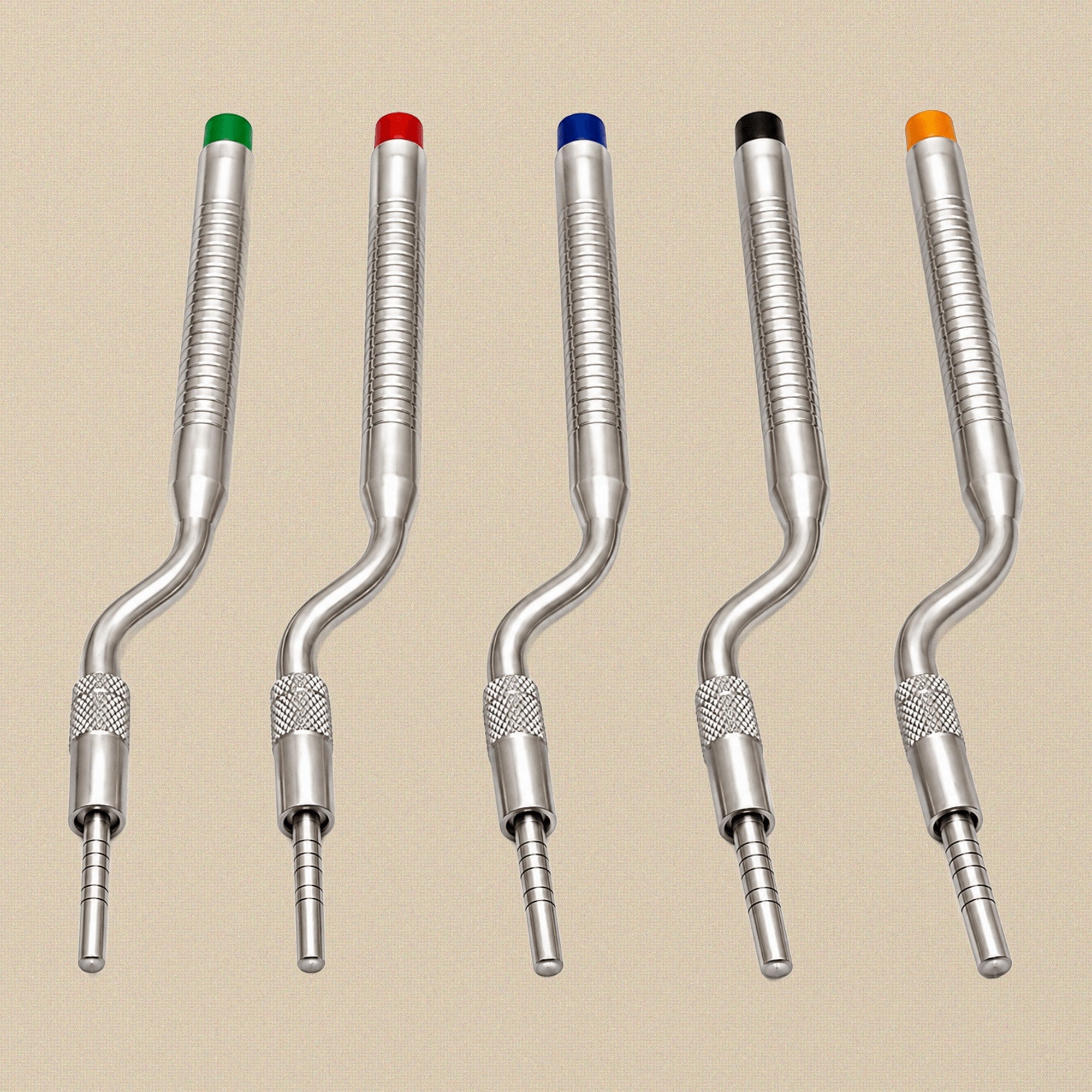 10-Piece Sinus Lift Osteotome Set with Straight and Offset Concave Tips in Leather Case